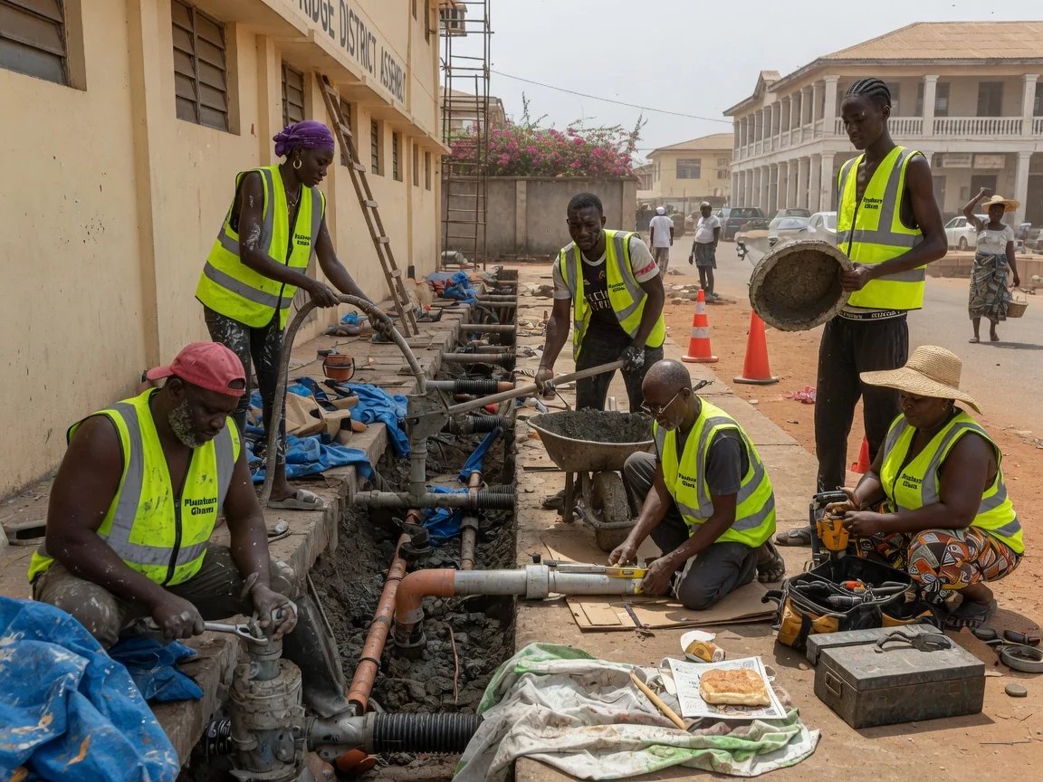 Commercial drainage systems in Accra — commercial drainage manhole installation ridge accra plumbersghana, Accra Ghana