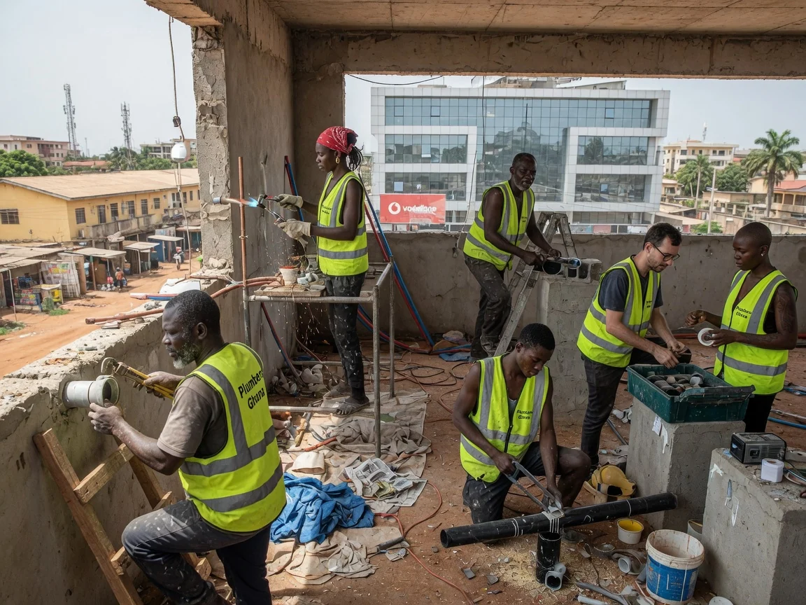 Multinational HQ washroom-block plumbing in Airport City, Accra by Plumbers Ghana