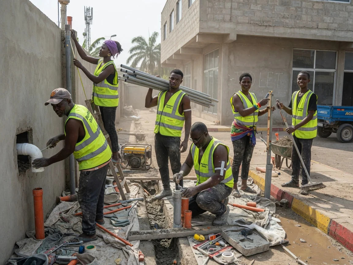 Code-compliant drainage and vent layout at handover — Plumbers Ghana, Accra