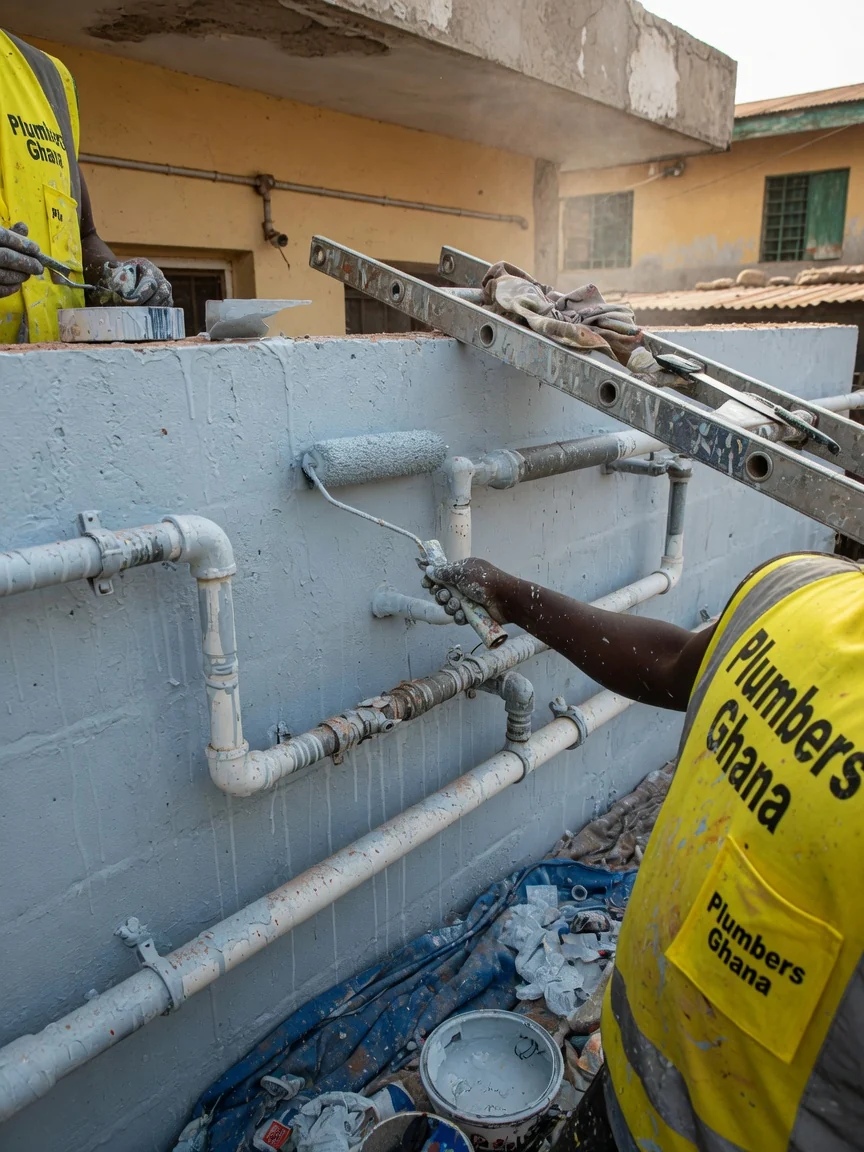Commercial drainage and manhole installation for a mixed-use building in Accra by Plumbers Ghana