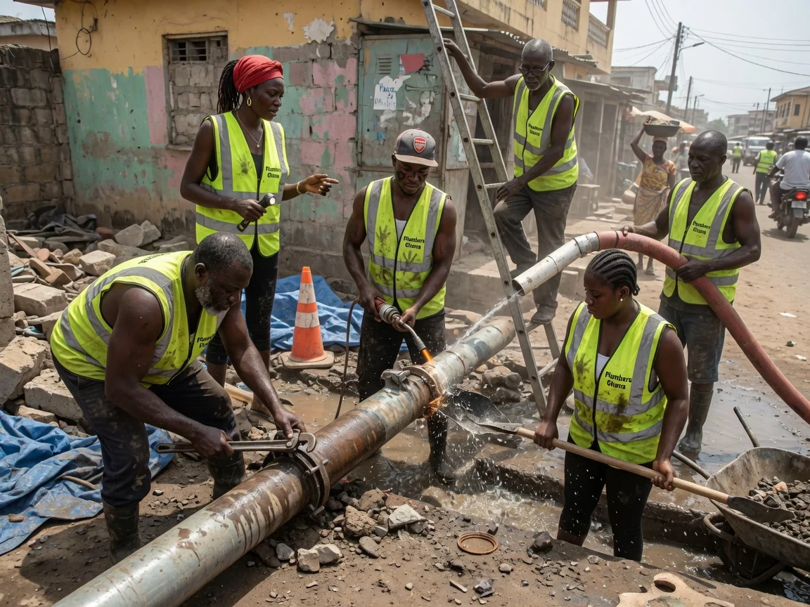 Burst pipe and leak repair in Accra — hidden leak detection damp wall trace accra plumbersghana, Accra Ghana