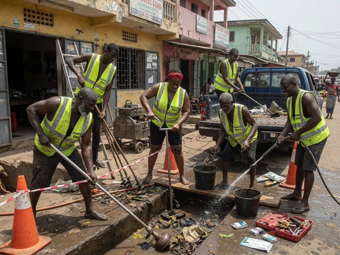 Drain unblocking in Accra — high pressure water jetting blocked sewer accra plumbersghana, Accra Ghana