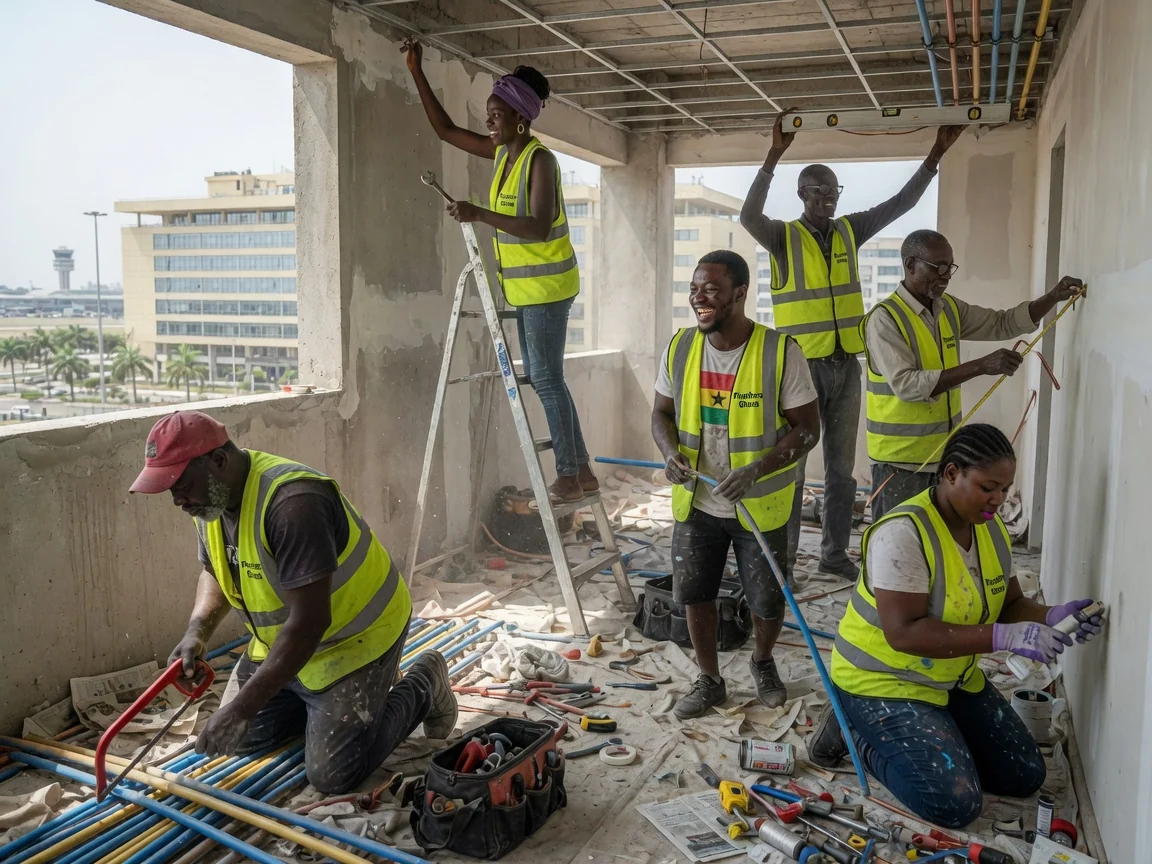 Corporate head-office water storage tank and pump installation by Plumbers Ghana
