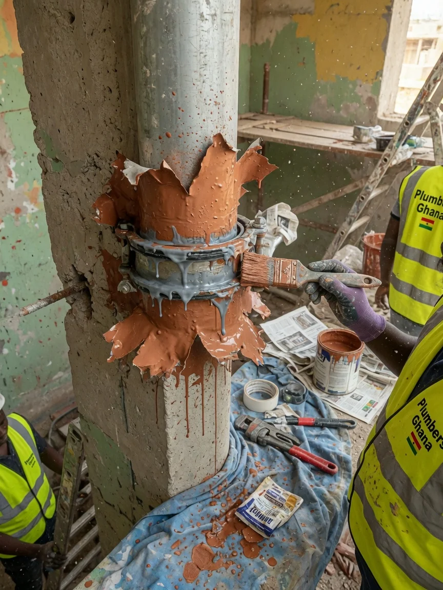 Burst pipe and leak repair in Accra — pipe replacement re pressure test fittings detail plumbersghana, Accra Ghana