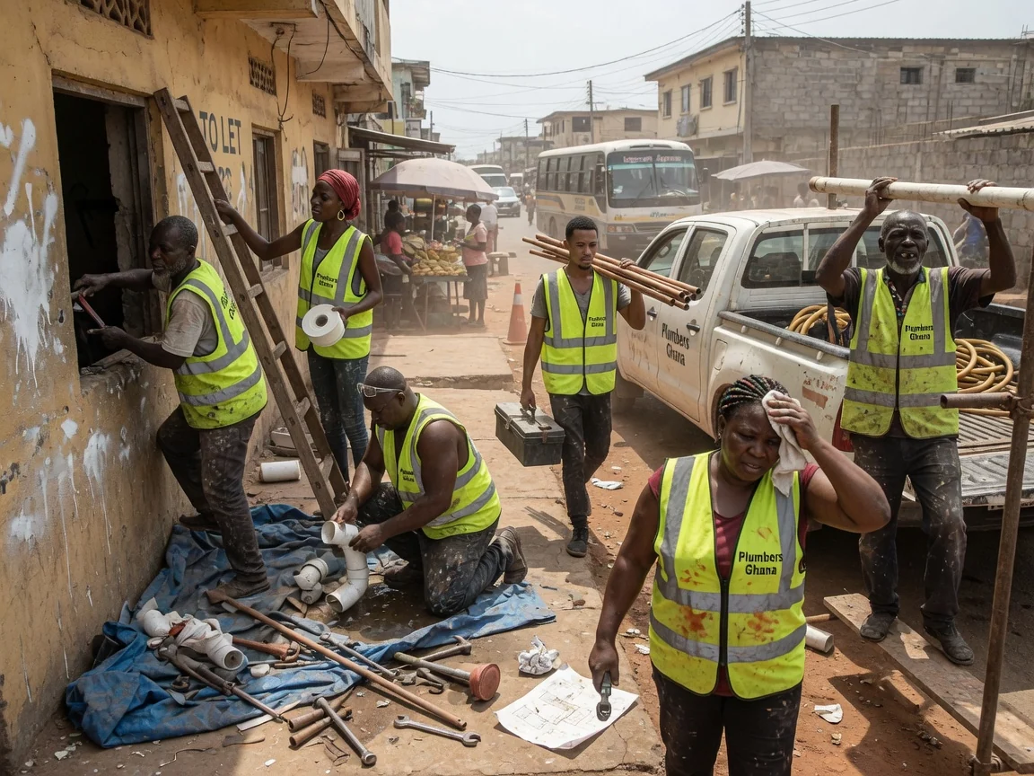 Emergency plumber responding in Accra — plumber shutting off stopcock water supply accra plumbersghana, Accra Ghana