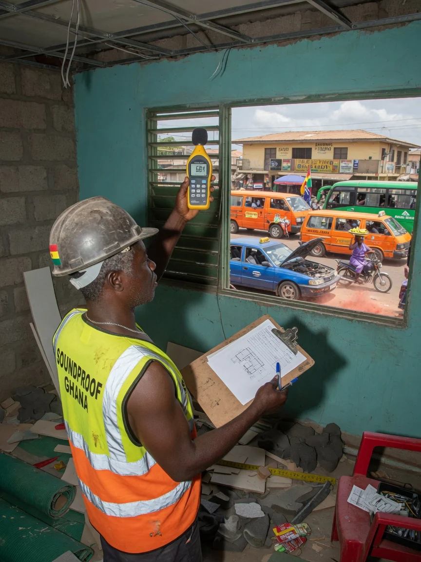 Wall soundproofing in Accra — context noise survey meter accra soundproofghana, Accra Ghana