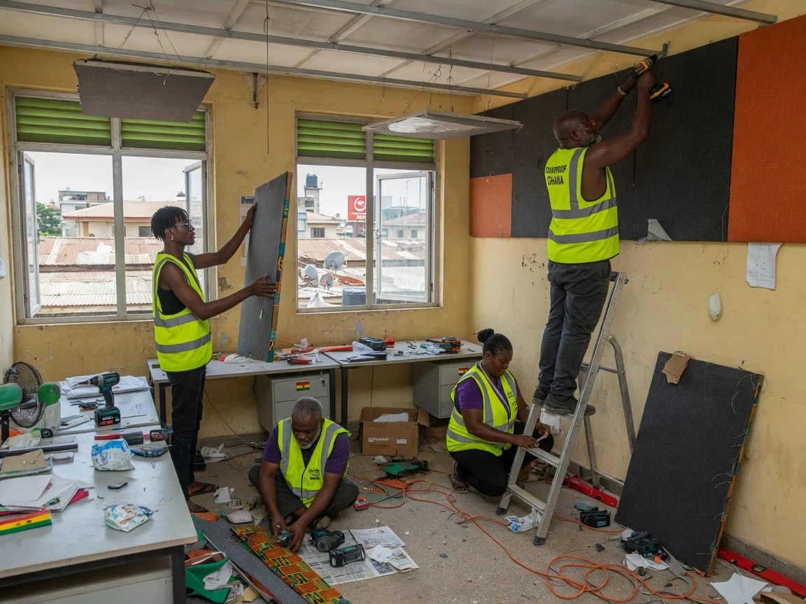 Acoustic treatment and echo control in Accra — context office acoustic treatment accra soundproofghana, Accra Ghana