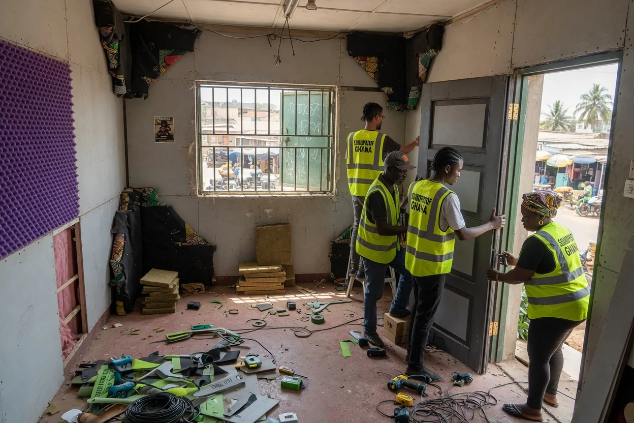 Acoustic treatment and echo control in Accra — context studio soundproofing accra soundproofghana, Accra Ghana