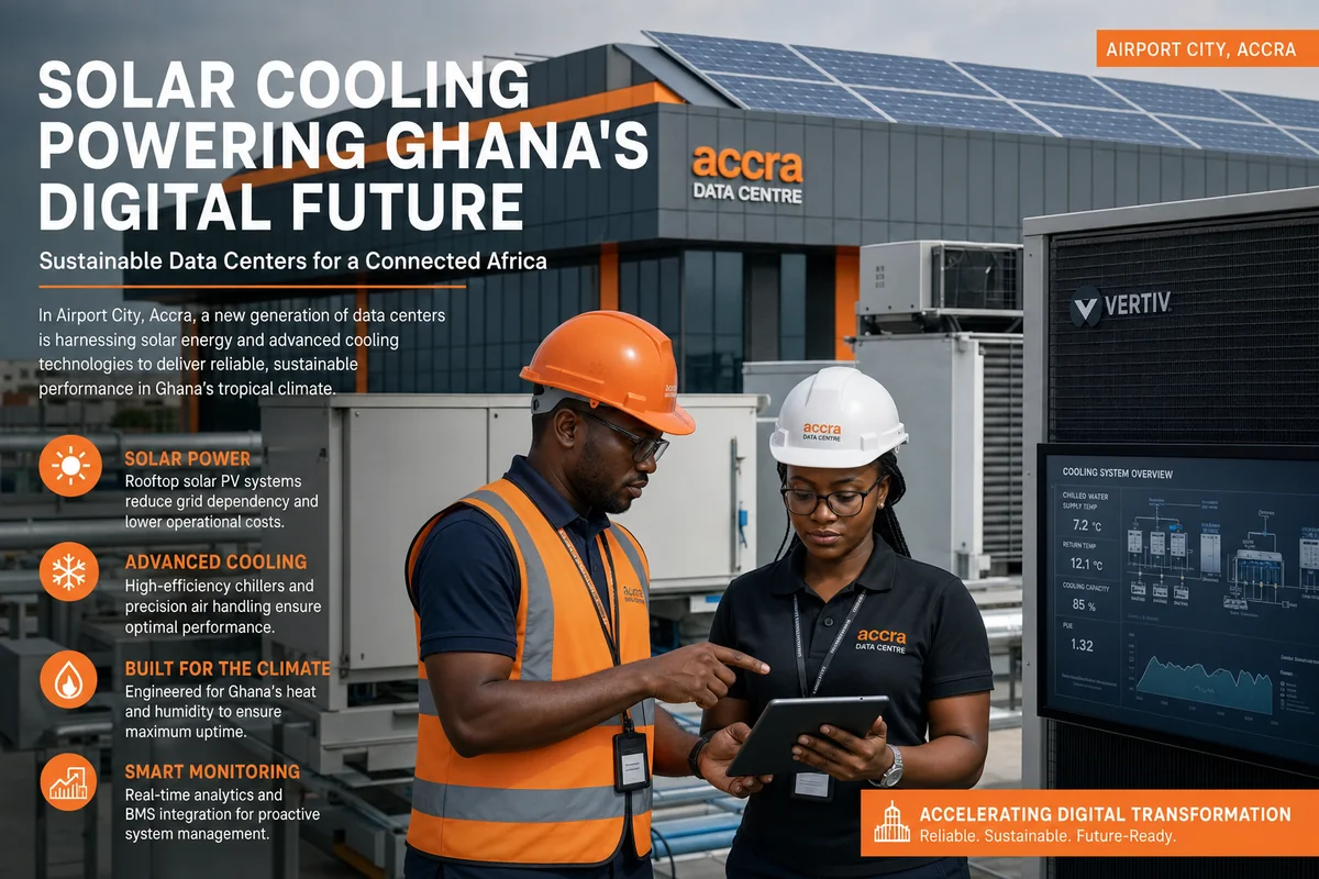 Data centre solar and precision cooling in Airport City, Accra