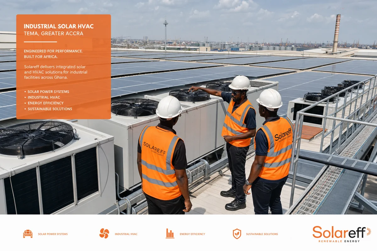 Énergie solaire triphasée et refroidissement de procédé pour l'industrie à Tema et Accra