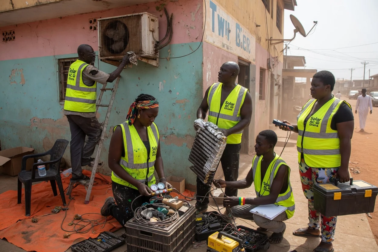 AC repair and servicing in Accra — ac condenser coil cleaning dust accra solaracghana, Accra Ghana