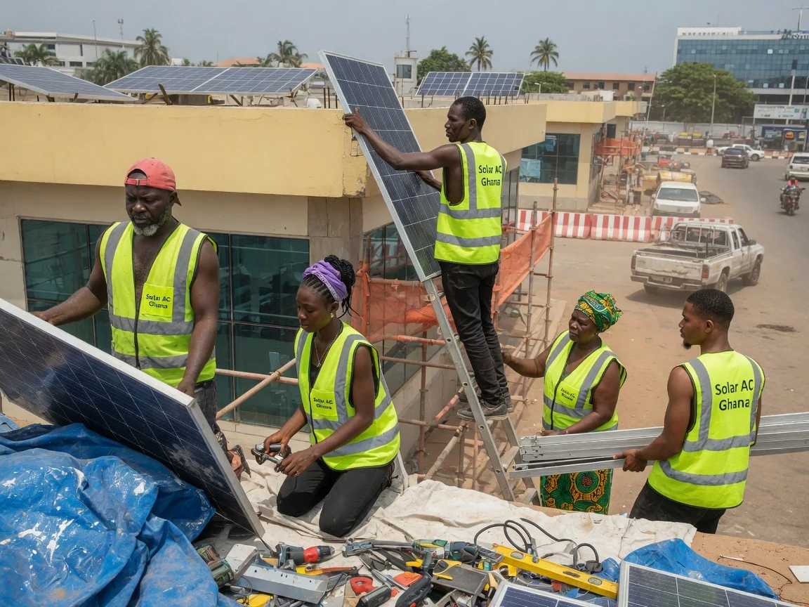 solar installation for homes and businesses in Accra — commercial solar array business rooftop airport city accra solaracghana, Accra Ghana