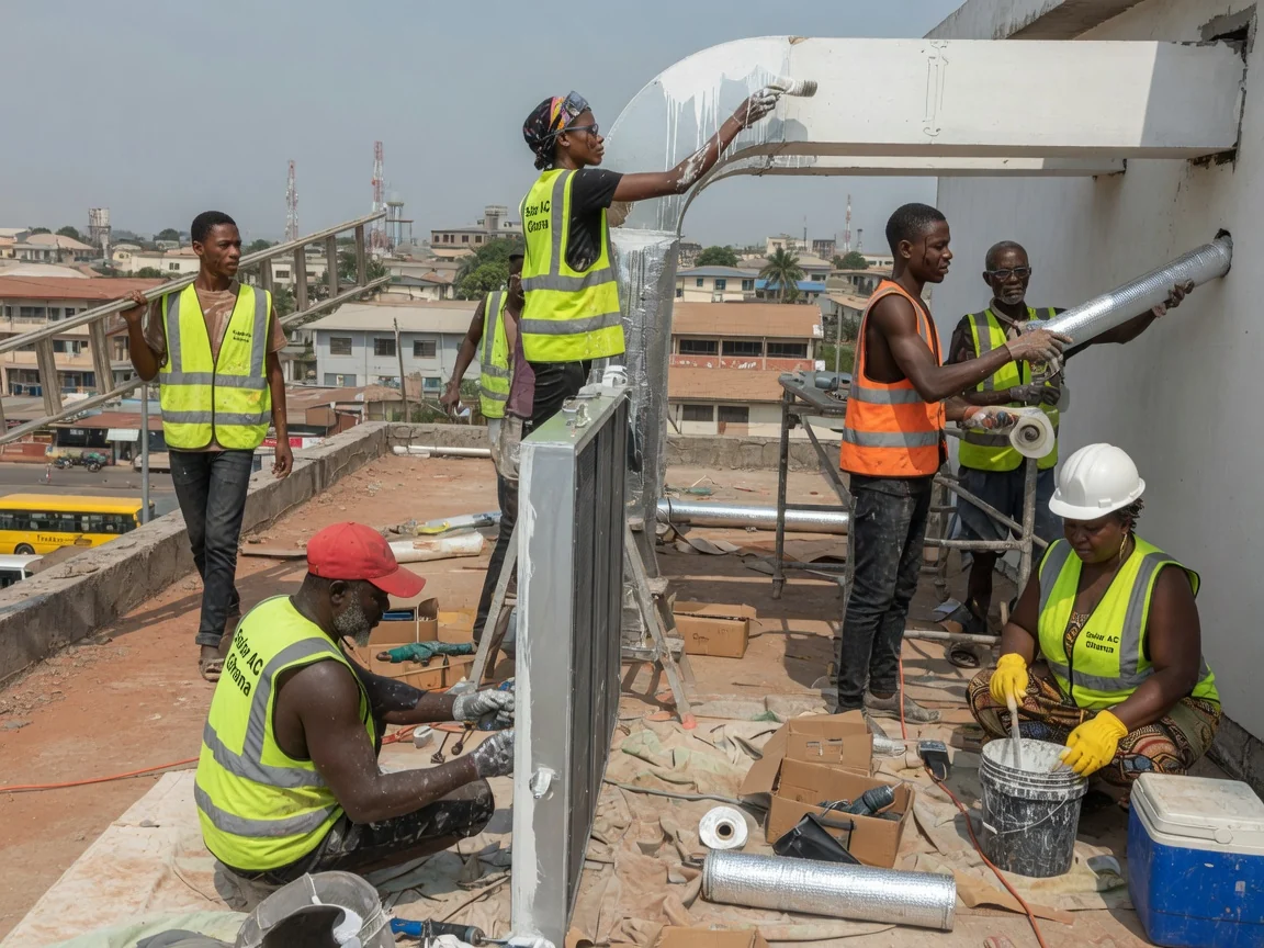 Data centre solar cooling in Accra — hot cold aisle containment server racks data centre solaracghana, Accra Ghana