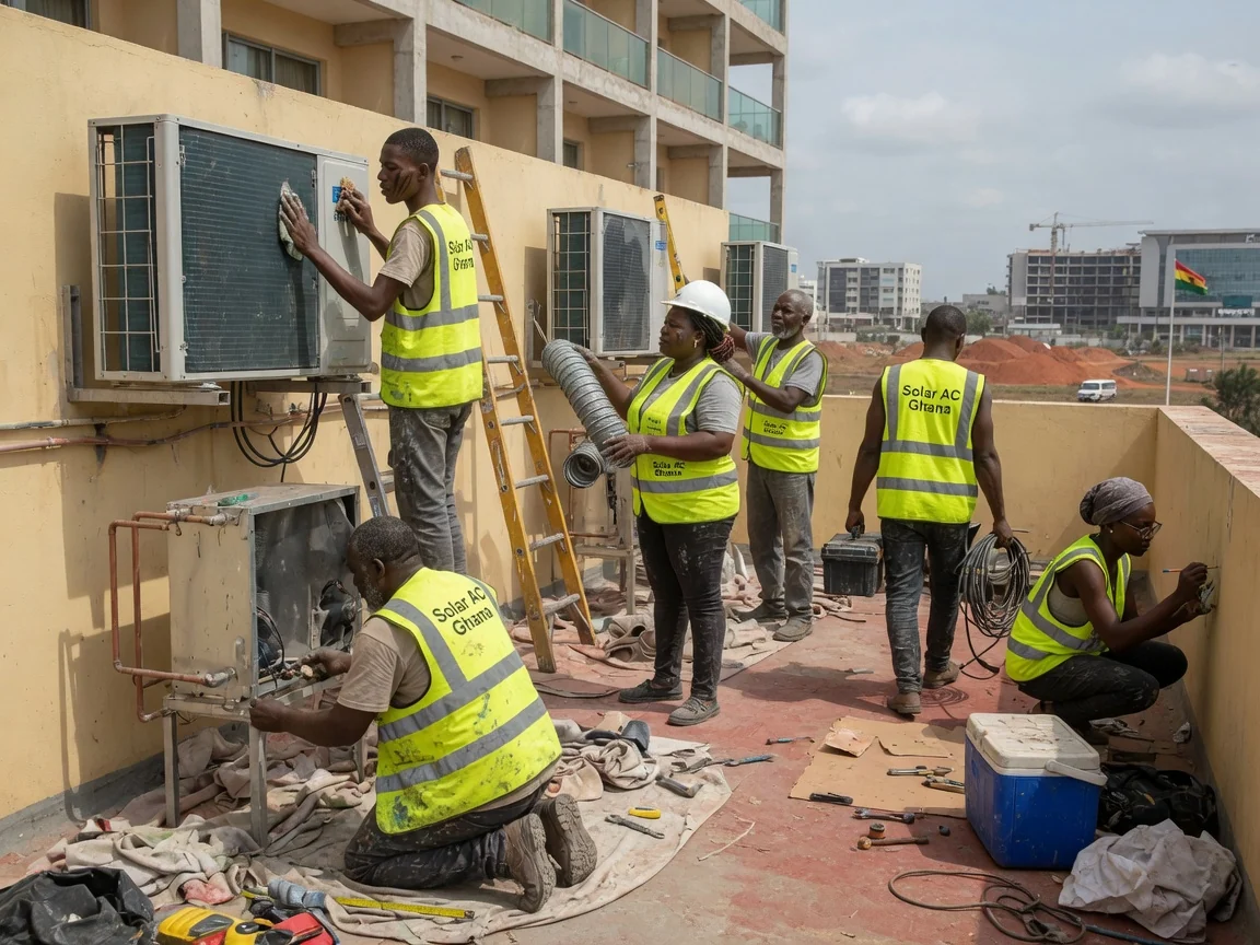 Solaire et CVC pour hôtels et hôtellerie à Accra — hotel rooftop solar array airport city accra solaracghana, Accra Ghana