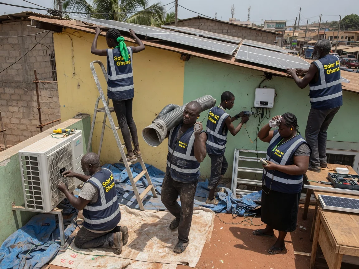 Combined solar and AC system in Accra — hybrid inverter battery bank ac load analysis accra solaracghana, Accra Ghana