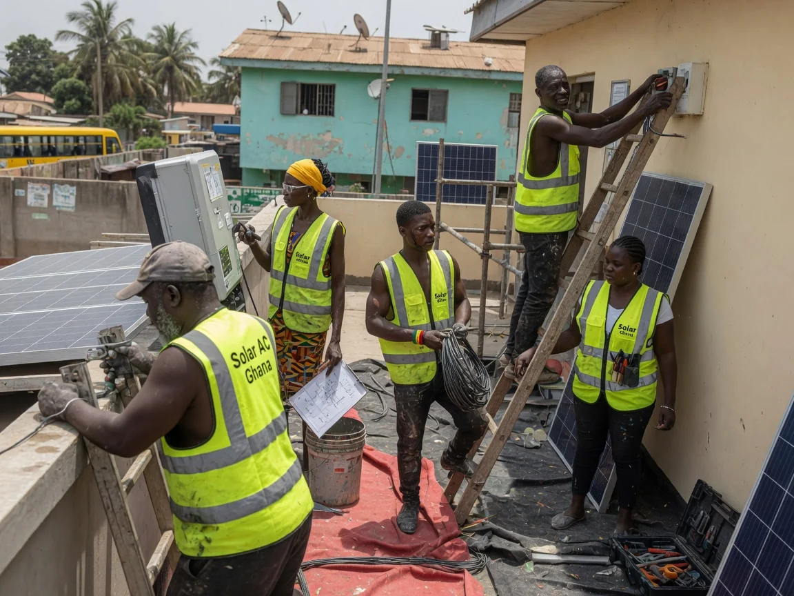 Renewable energy integration — grid-tie and hybrid solar in Accra — hybrid inverter battery storage wall commercial installation accra solaracghana, Accra Ghana