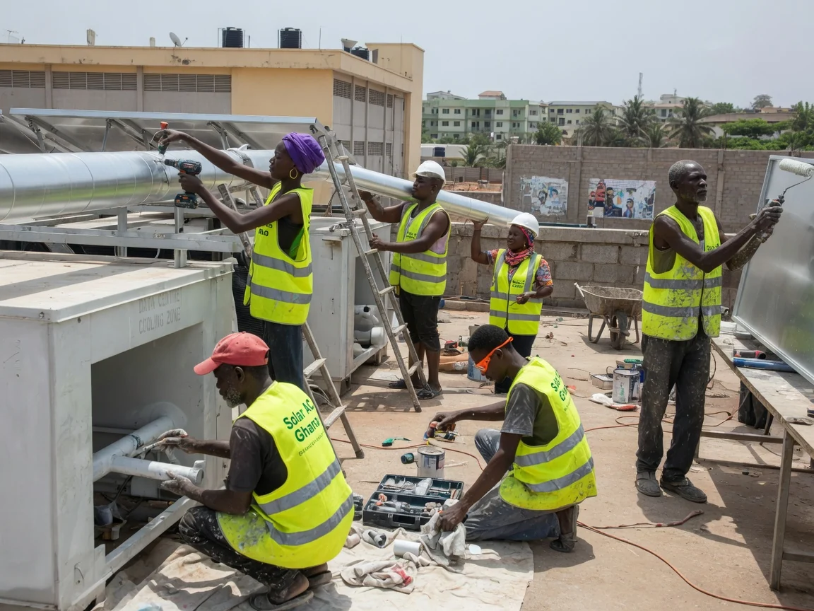 Data centre solar cooling in Accra — rooftop pv array data centre solar offset accra solaracghana, Accra Ghana