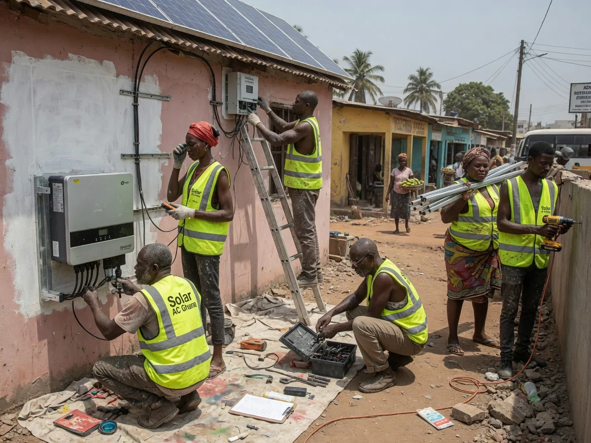 Renewable energy integration — grid-tie and hybrid solar in Accra — solar generator changeover monitoring panel wiring accra solaracghana, Accra Ghana