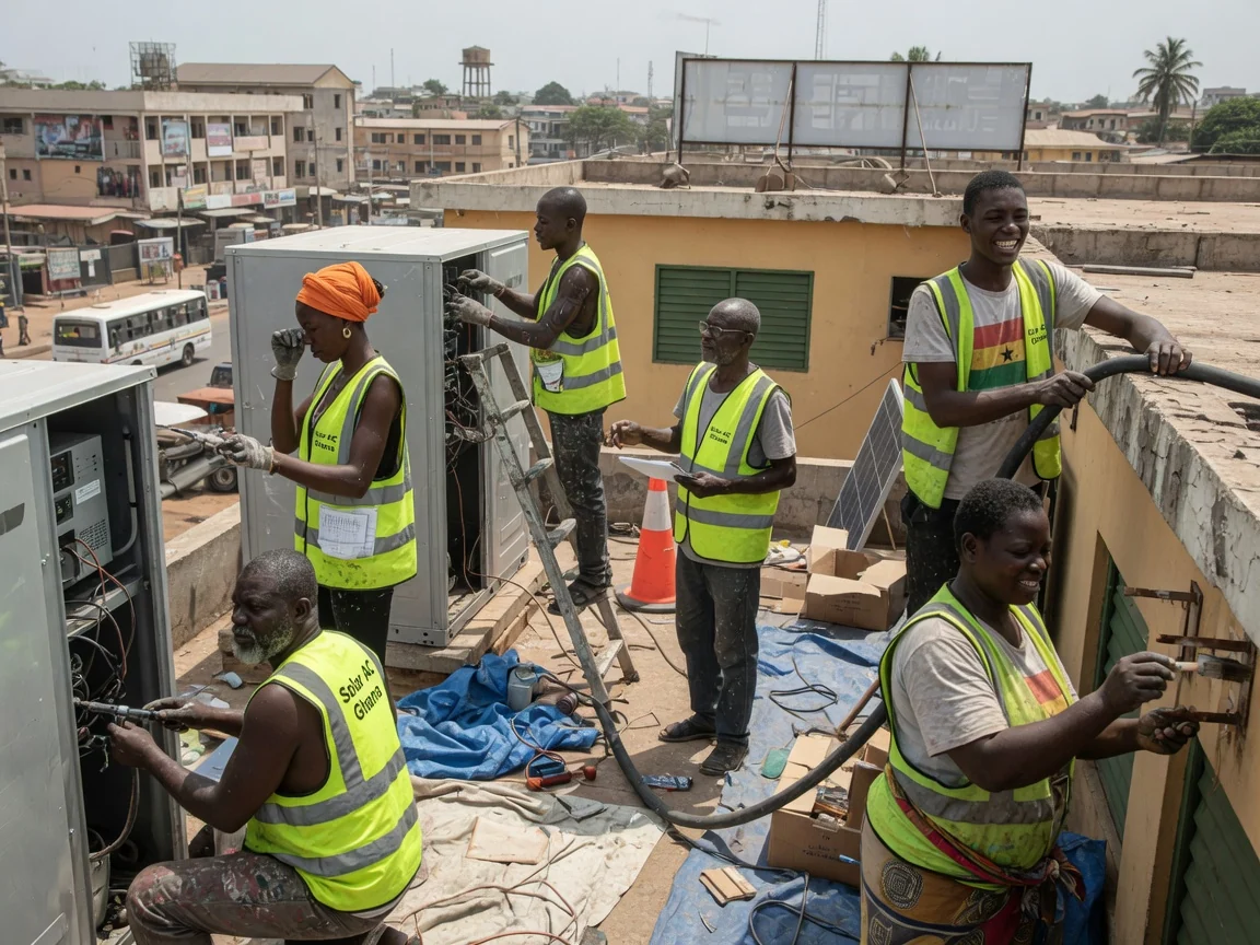 Garantie de main-d'œuvre et exploitation-maintenance solaire CVC commerciale à Accra — solar hvac scheduled maintenance technician inspection commercial accra solaracghana, Accra Ghana