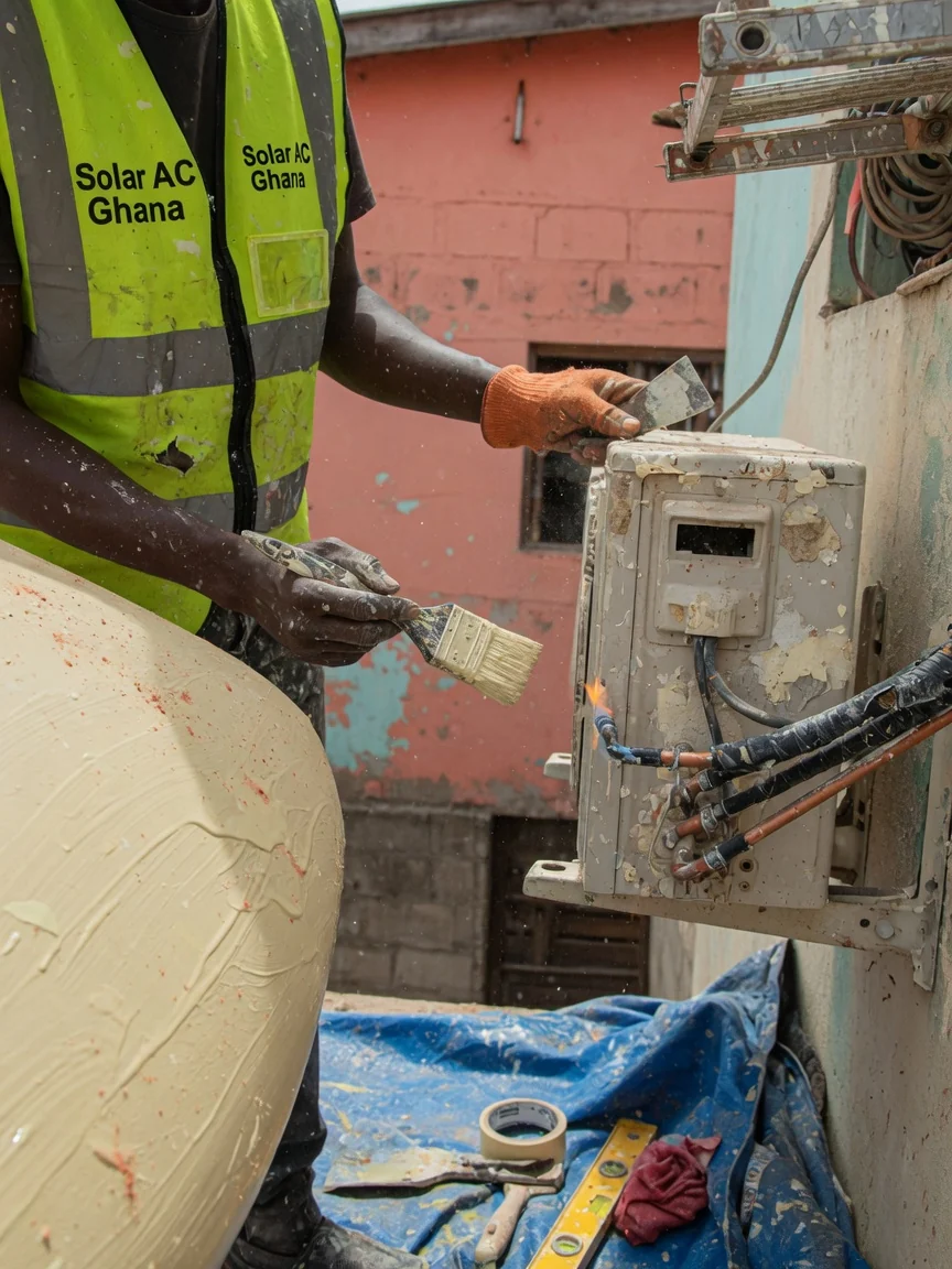 AC repair and servicing in Accra — split ac indoor unit filter service detail solaracghana, Accra Ghana