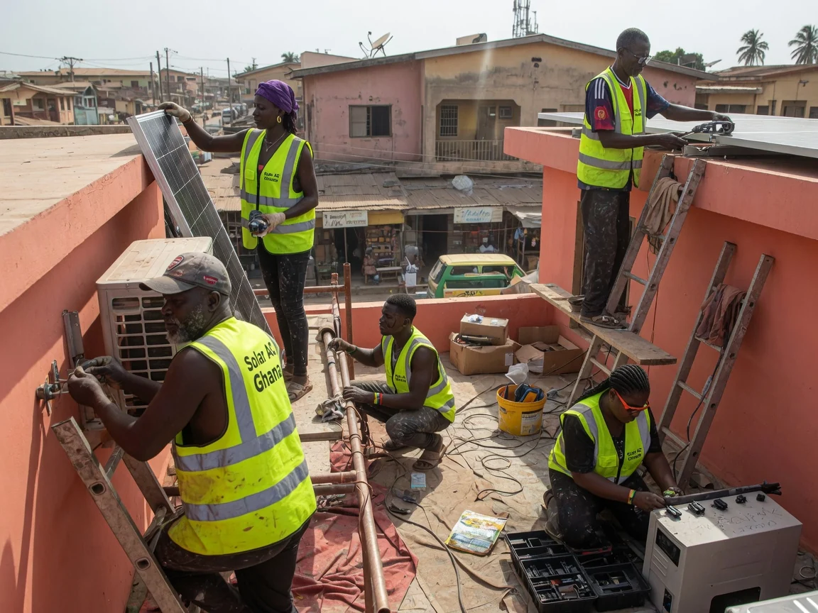 Combined solar and AC system in Accra — split ac running on solar during dumsor living room solaracghana, Accra Ghana