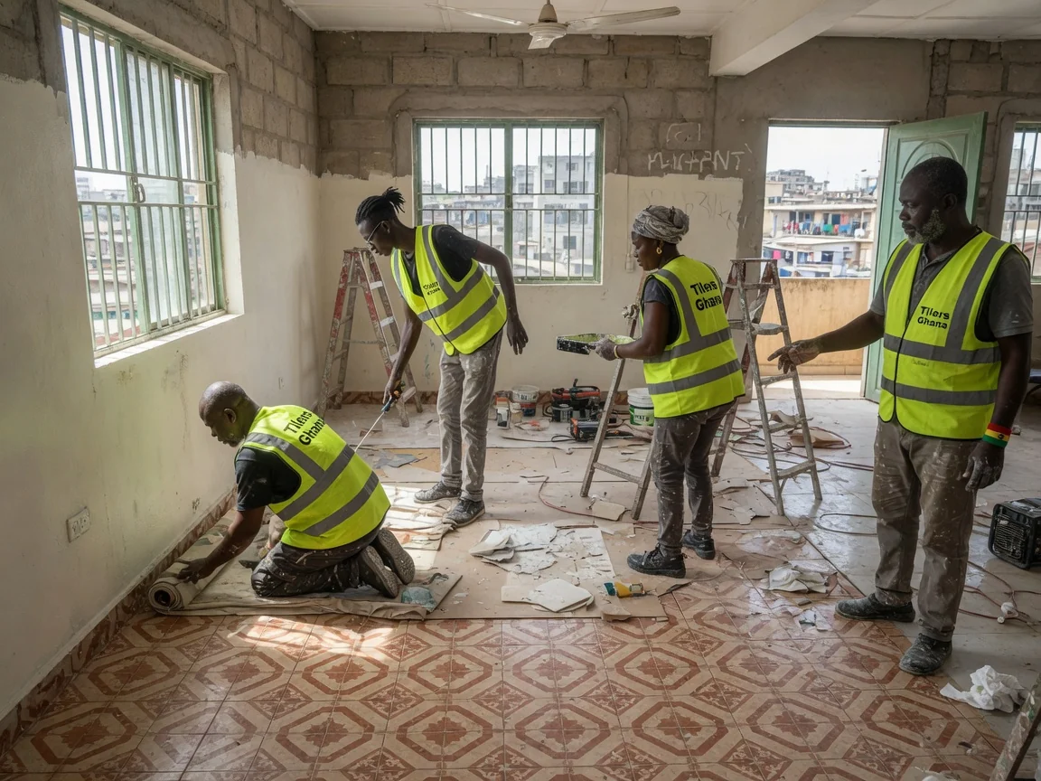 Heated tile floor installation in Accra, Ghana — heated floor tile electric mat layout eastlegon tilersghana, Accra Ghana