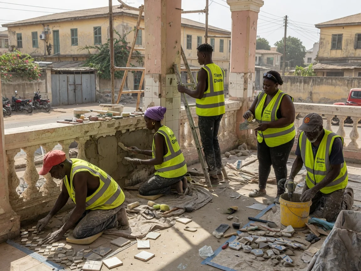 Heritage tile restoration in Accra, Ghana — heritage tile restoration encaustic pattern match cantonments tilersghana, Accra Ghana