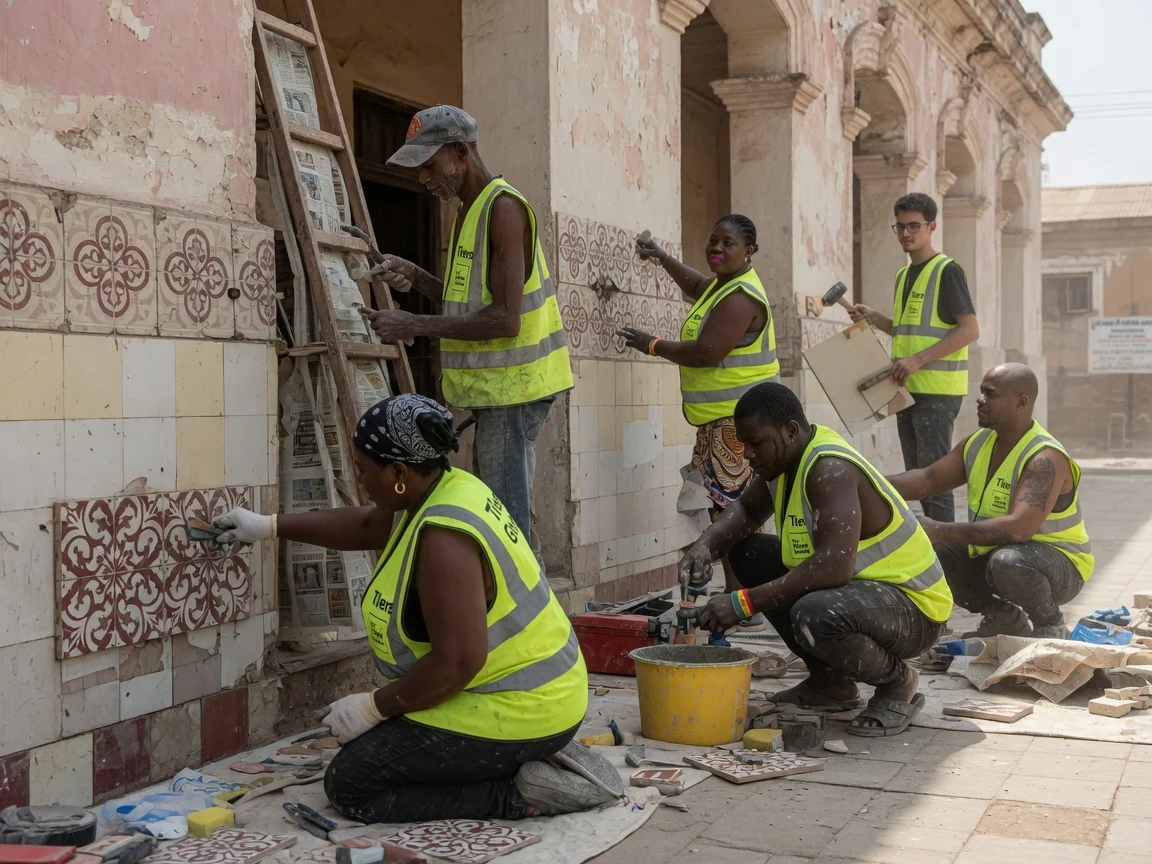 Heritage tile restoration in Accra, Ghana — heritage tile restoration impregnating sealer application tilersghana, Accra Ghana