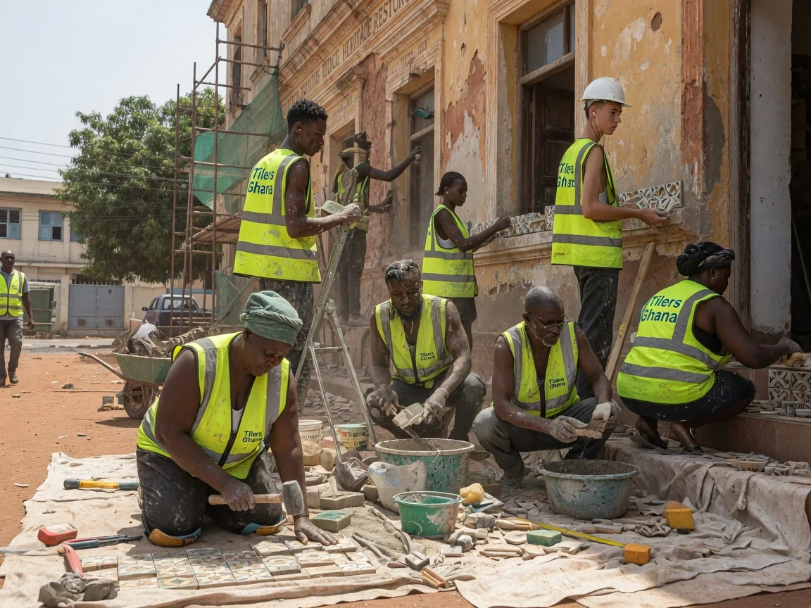 Heritage tile restoration in Accra, Ghana — heritage tile restoration substrate consolidation ridge tilersghana, Accra Ghana