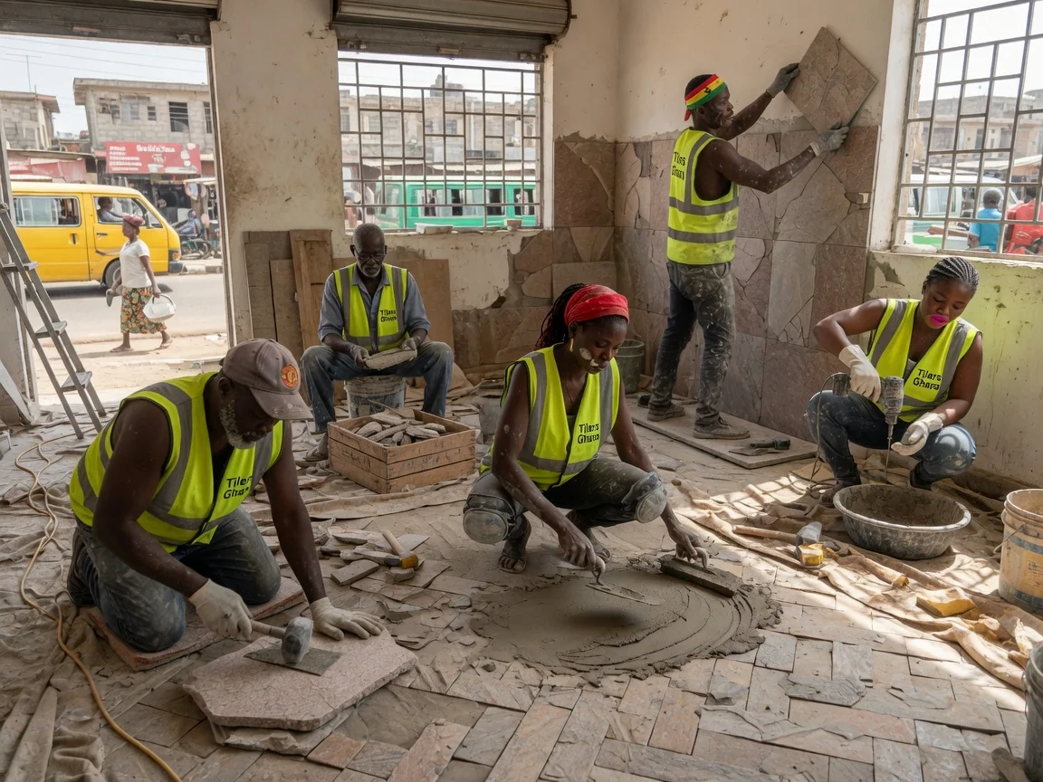 Natural stone tiling in Accra, Ghana — natural stone impregnating sealer application airport tilersghana, Accra Ghana