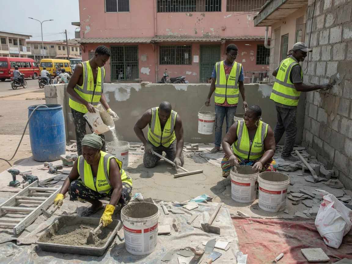 Tile substrate preparation in Accra, Ghana — substrate preparation self levelling underlayment pour eastlegon tilersghana, Accra Ghana