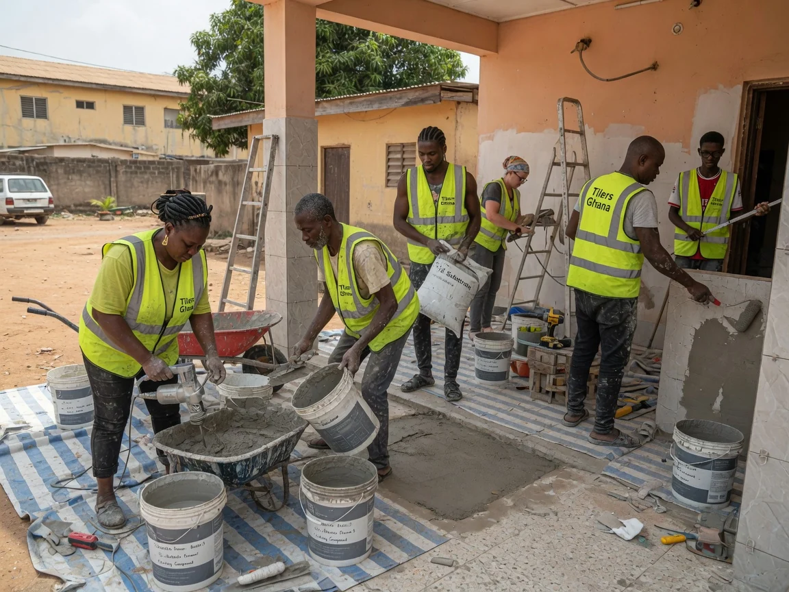 Tile substrate preparation in Accra, Ghana — substrate preparation uncoupling membrane install cantonments tilersghana, Accra Ghana