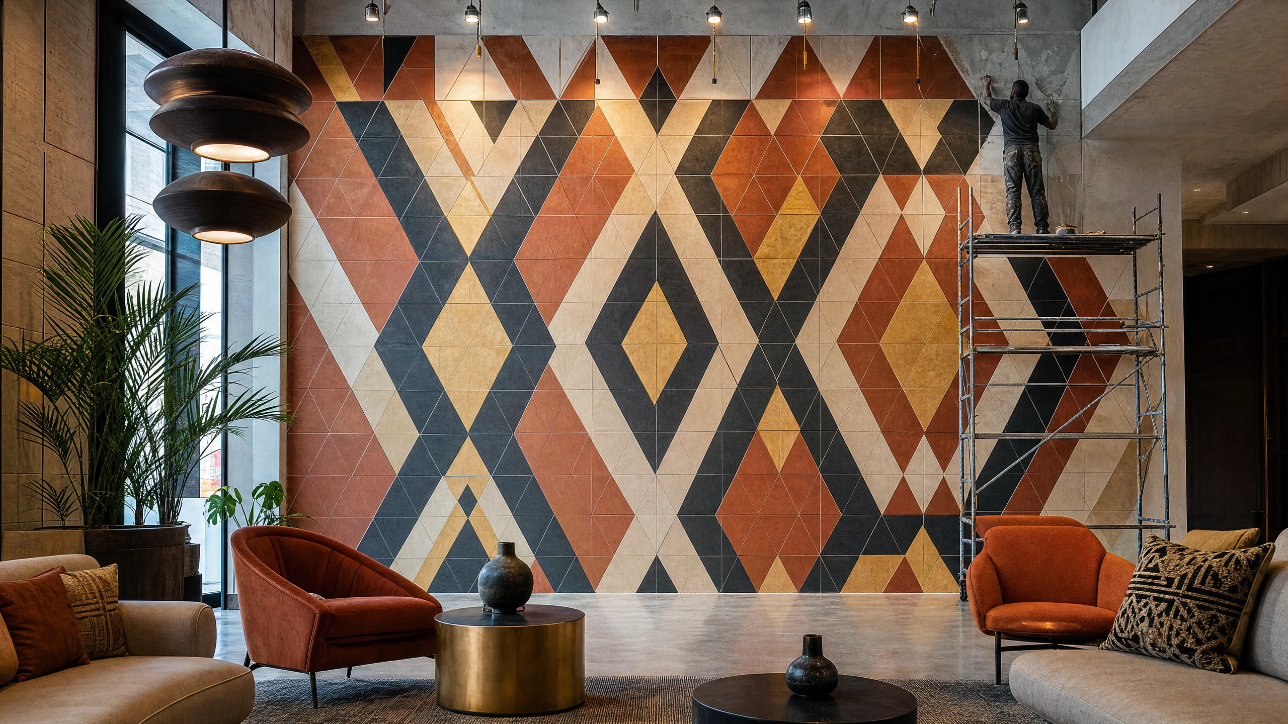 Decorative pattern tiling in Accra, Ghana — service decorative pattern tiling hotel feature wall accra, Accra Ghana