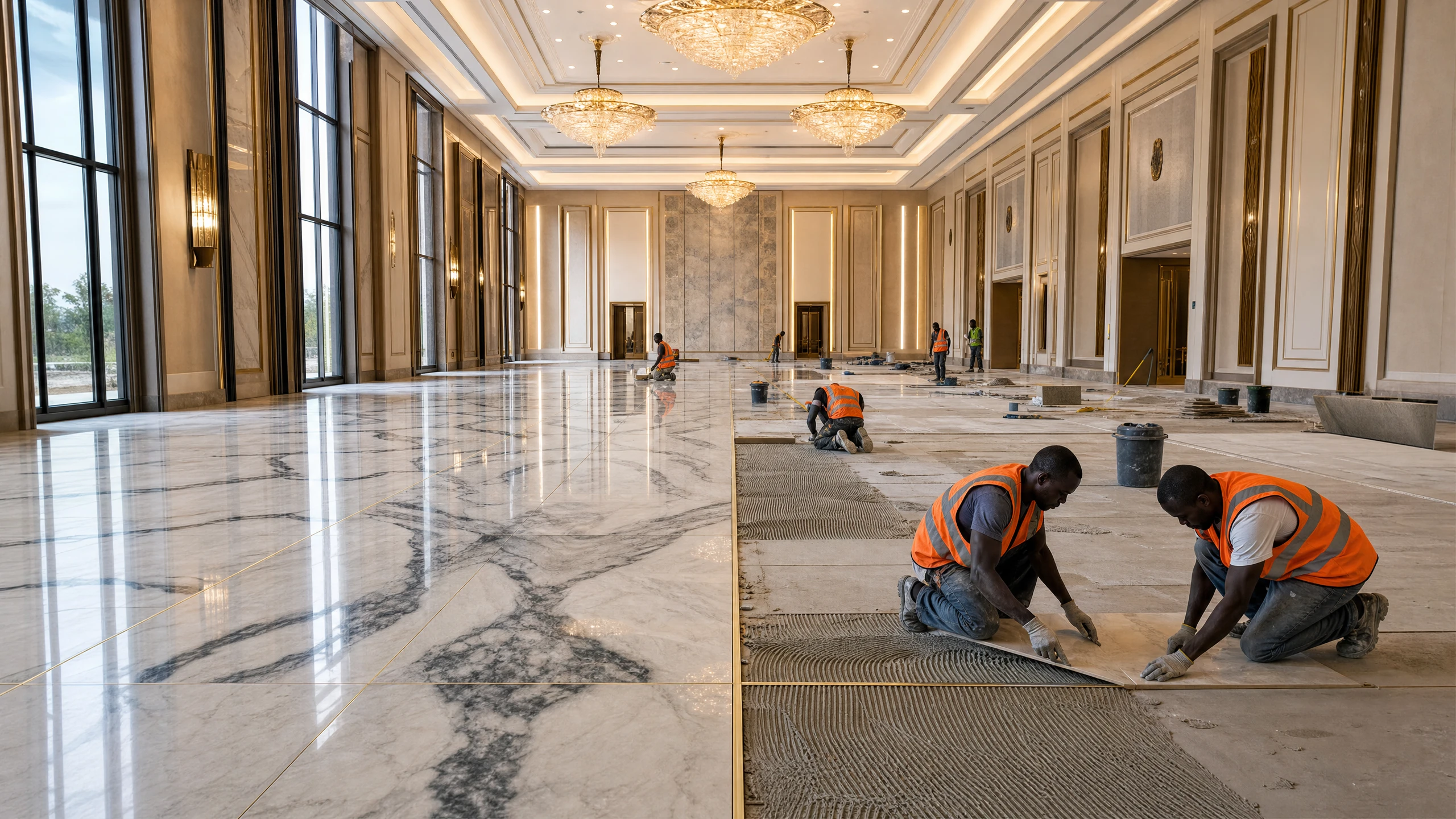 Large-format porcelain tiling in Accra, Ghana — service large format porcelain luxury hotel accra, Accra Ghana