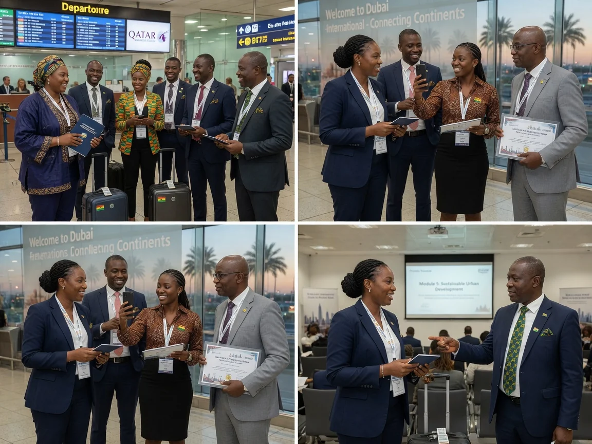 Return-journey logistics for Dubai training delegations — train travel dubai delegation return journey airport departure branded dubai traintraveldubai, Accra Ghana