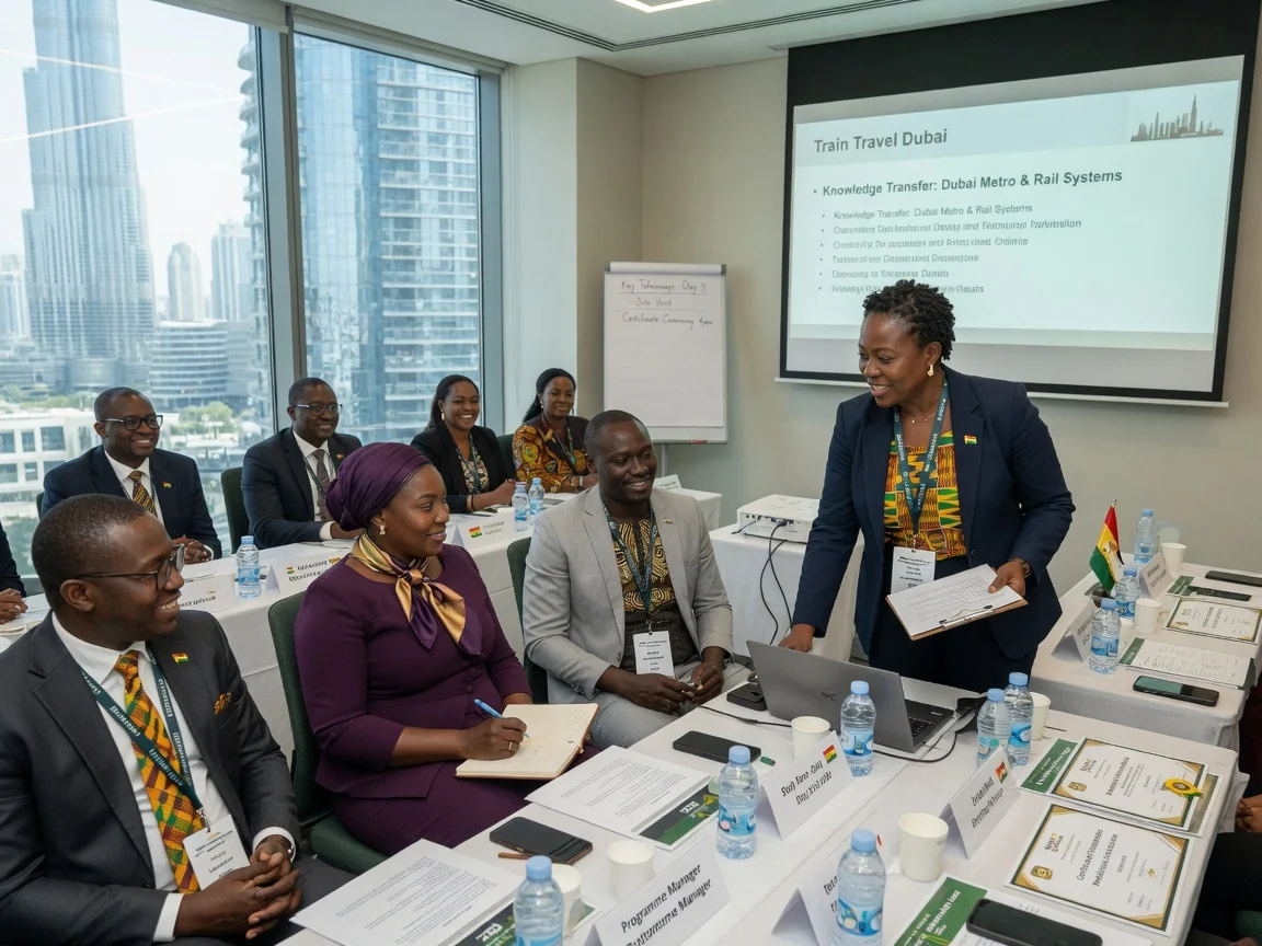 Group programme management for Dubai training delegations — train travel dubai group programme manager on ground coordination branded dubai traintraveldubai, Accra Ghana