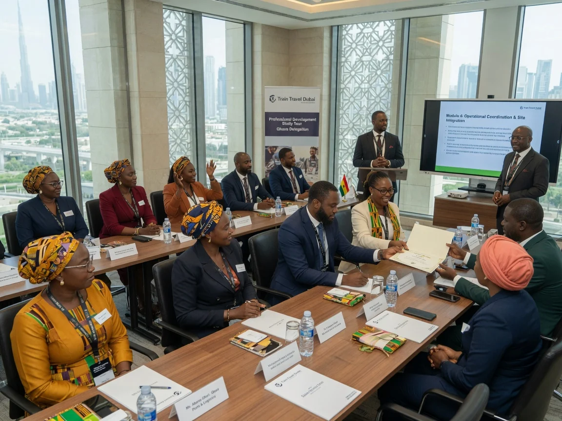 Ground transport and training-site logistics in Dubai — train travel dubai on the ground mission coordination branded dubai traintraveldubai, Accra Ghana