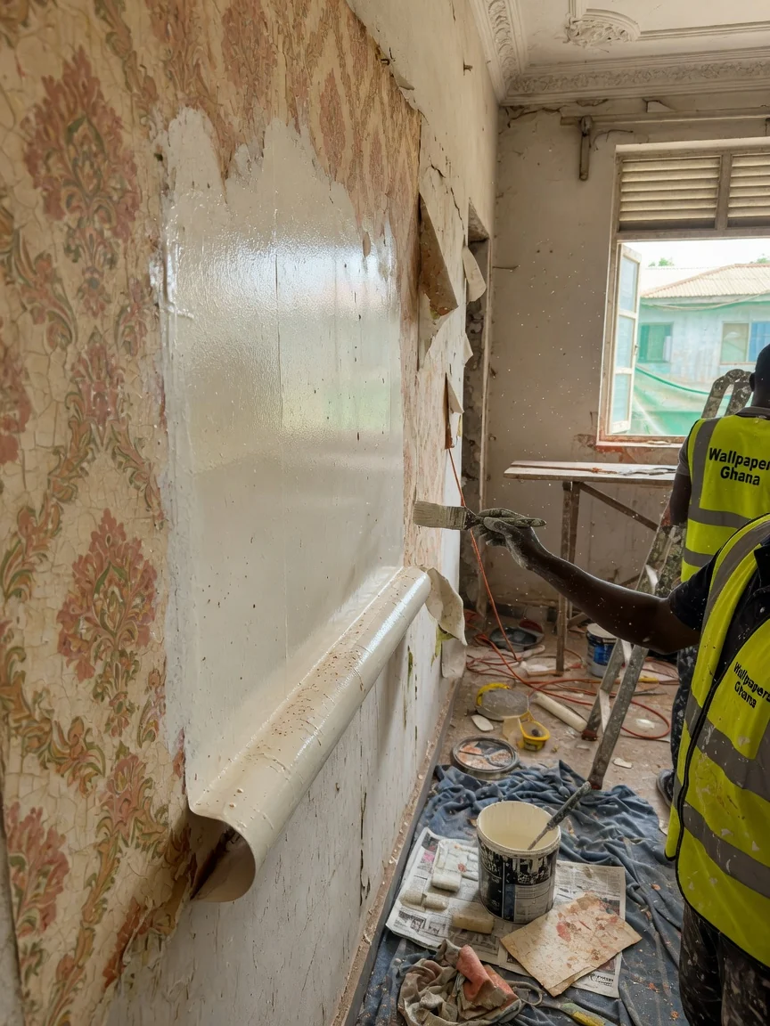Heritage wallpaper restoration in Accra — heritage wallpaper restoration period detail cantonments wallpapersghana, Accra Ghana