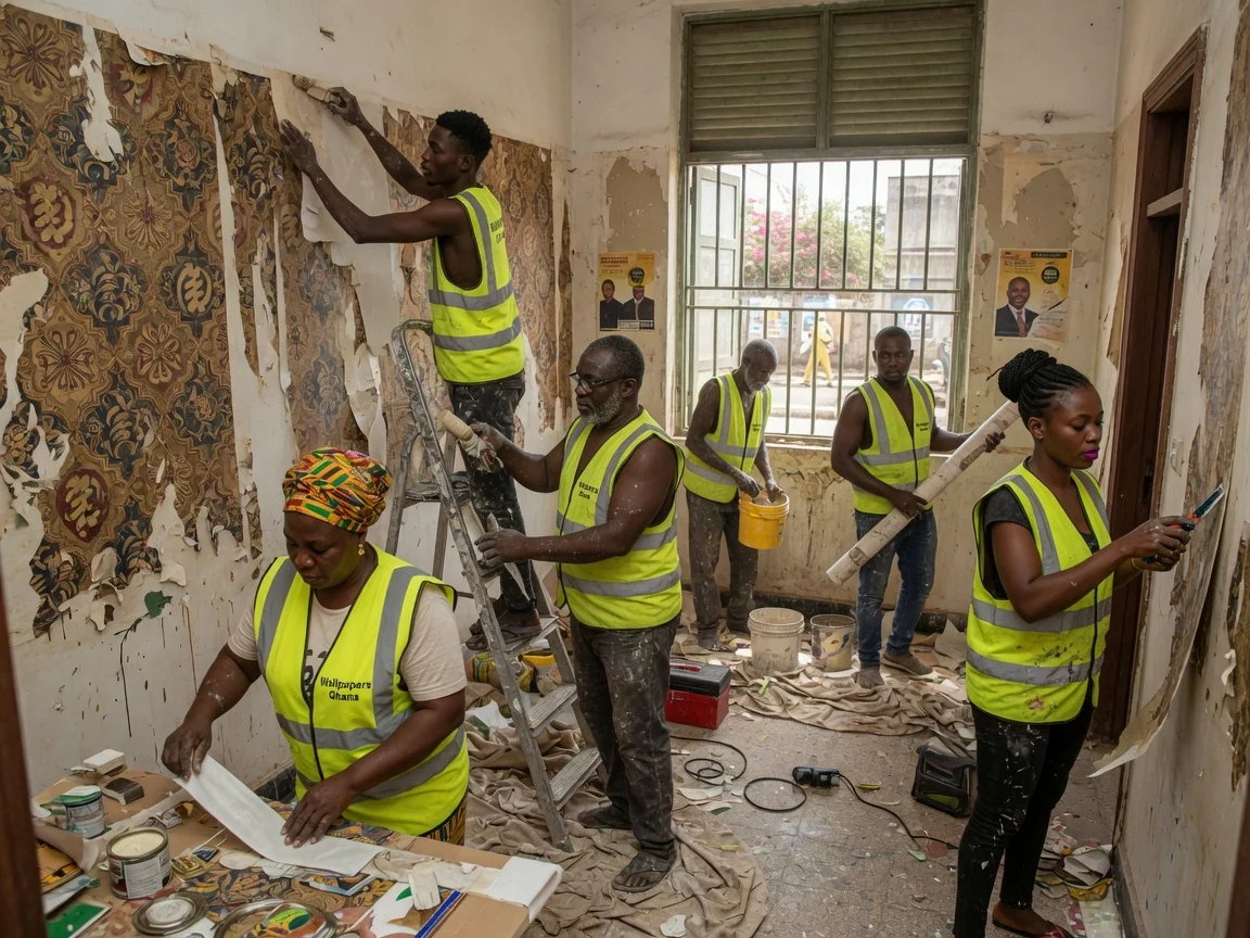 Heritage wallpaper restoration in Accra — period wallcovering careful removal rehang airport residential wallpapersghana, Accra Ghana