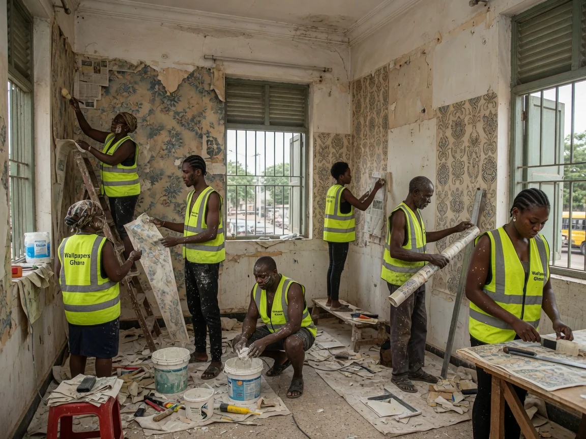 Heritage wallpaper restoration in Accra — wallpaper pattern match section repair ridge wallpapersghana, Accra Ghana