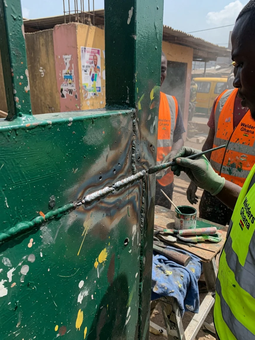 Welding and gate repair across Accra — cracked weld railing repair re weld staircase balustrade detail accra weldersghana, Accra Ghana