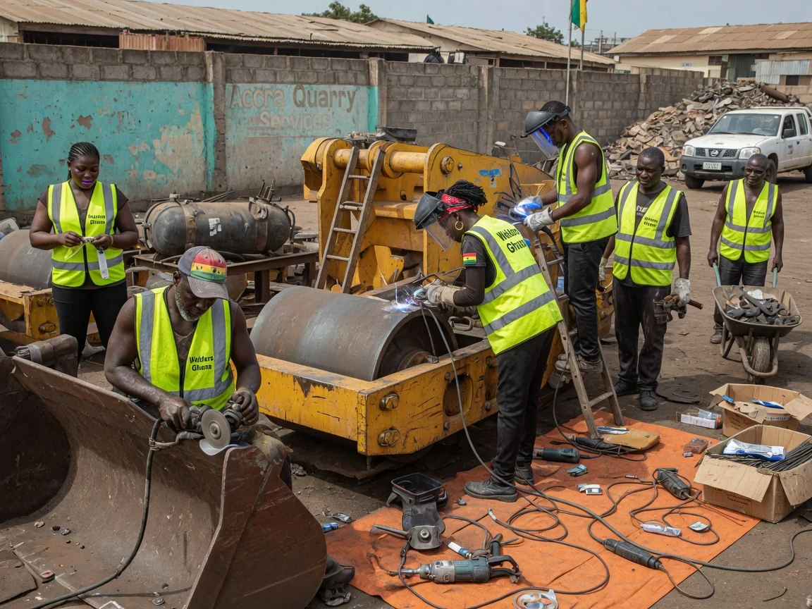Mining and quarry equipment repair and hardfacing in Ghana — crusher jaw liner crack repair quarry plant ghana weldersghana, Accra Ghana