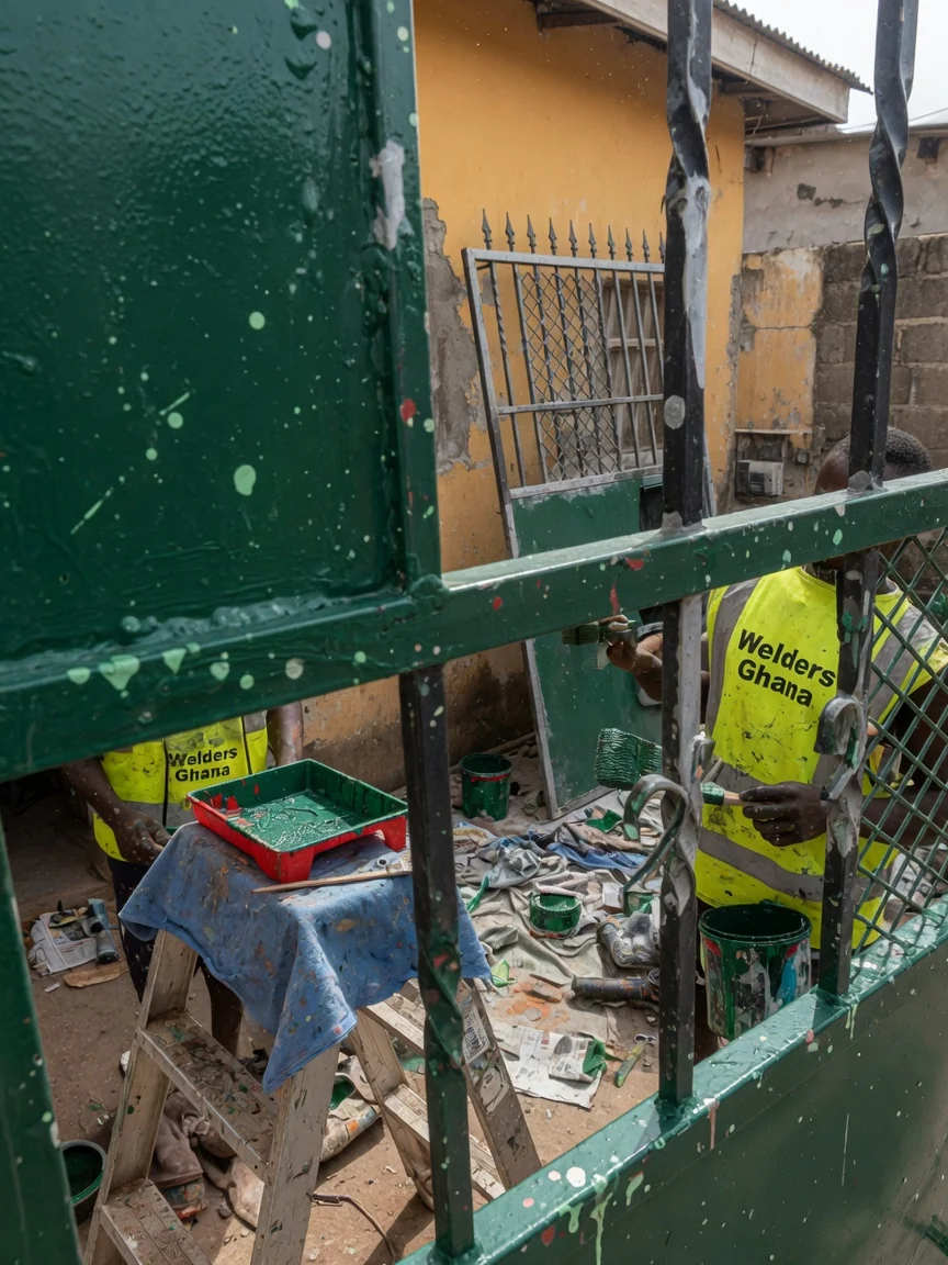 Gates, railings and burglar-proofing in Accra — galvanised burglar proof window grille fabrication detail weldersghana, Accra Ghana