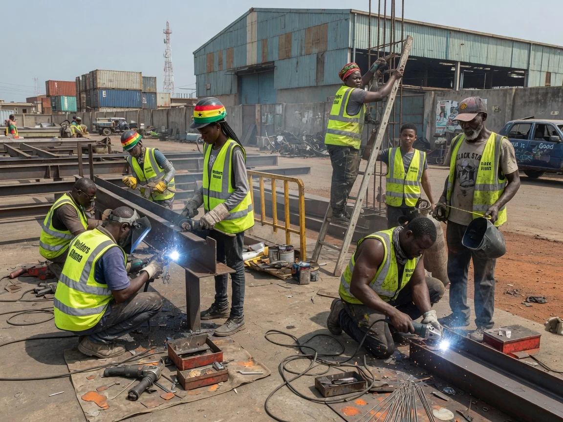 On-site industrial welding across Ghana — mobile welder rig on site plant repair tema industrial weldersghana, Accra Ghana