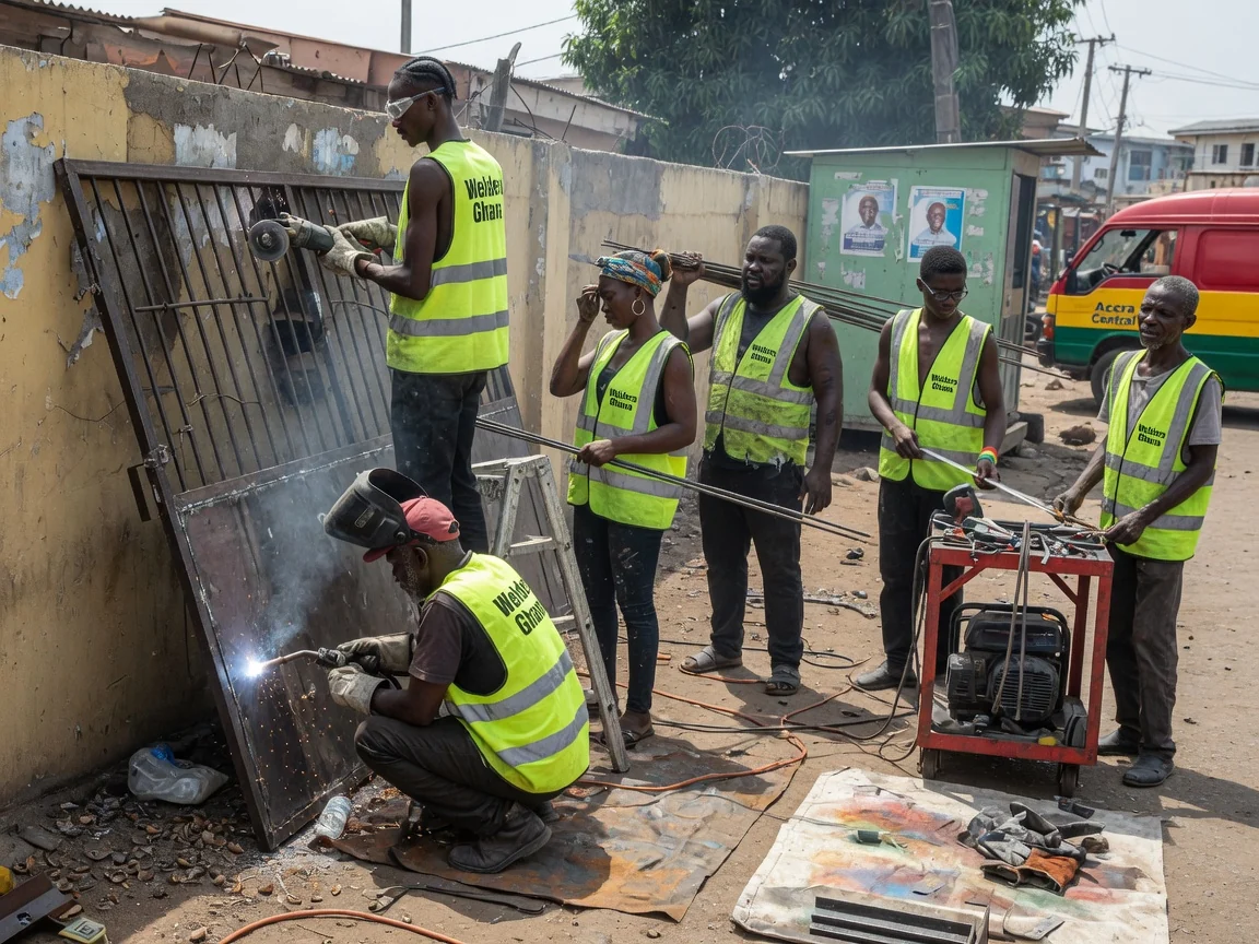 Welding and gate repair across Accra — mobile welding gate repair rehang sagging driveway gate on site accra weldersghana, Accra Ghana