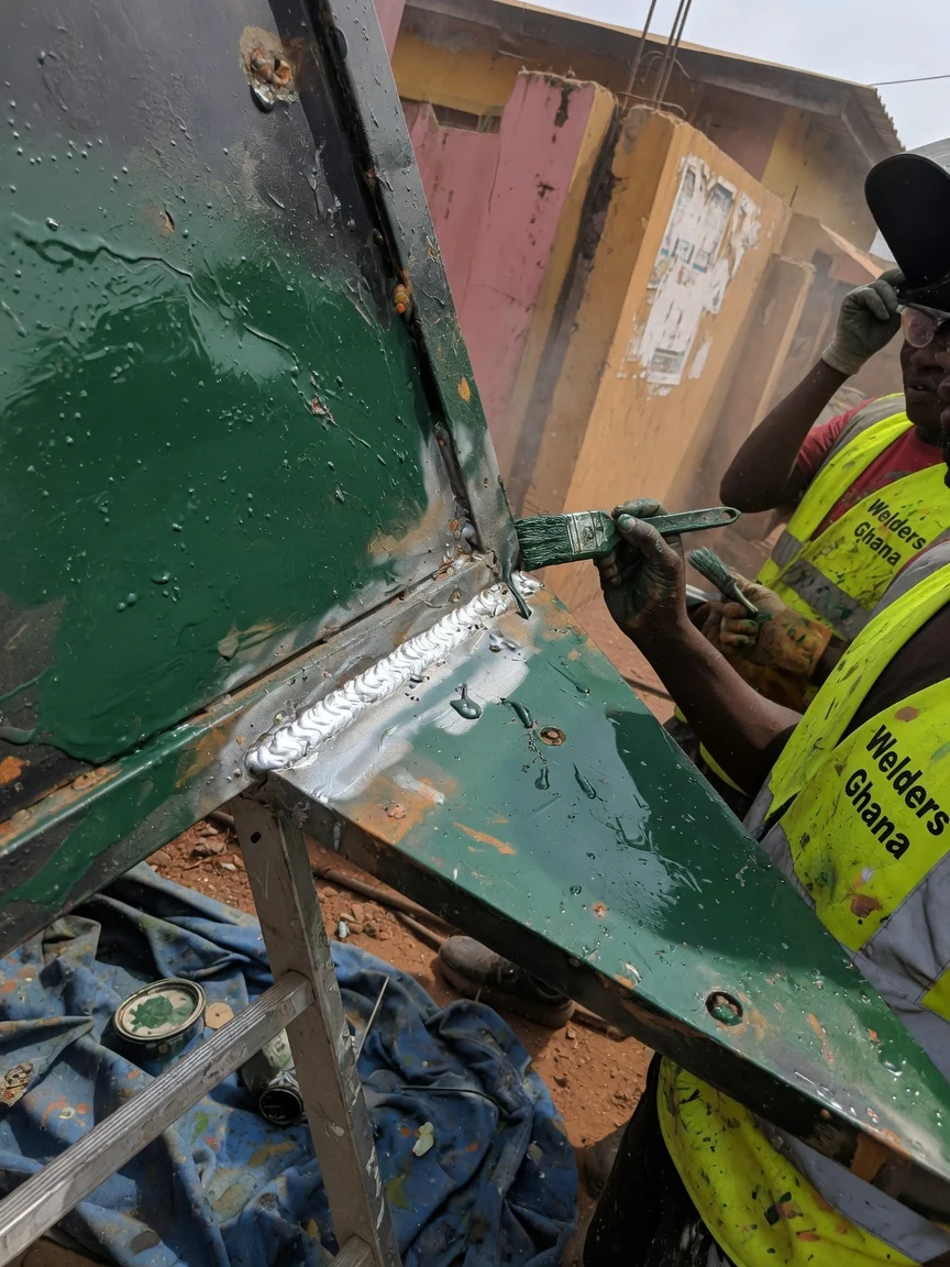 Welding and gate repair across Accra — rusted burglar proof grille repair refix window protector detail weldersghana, Accra Ghana